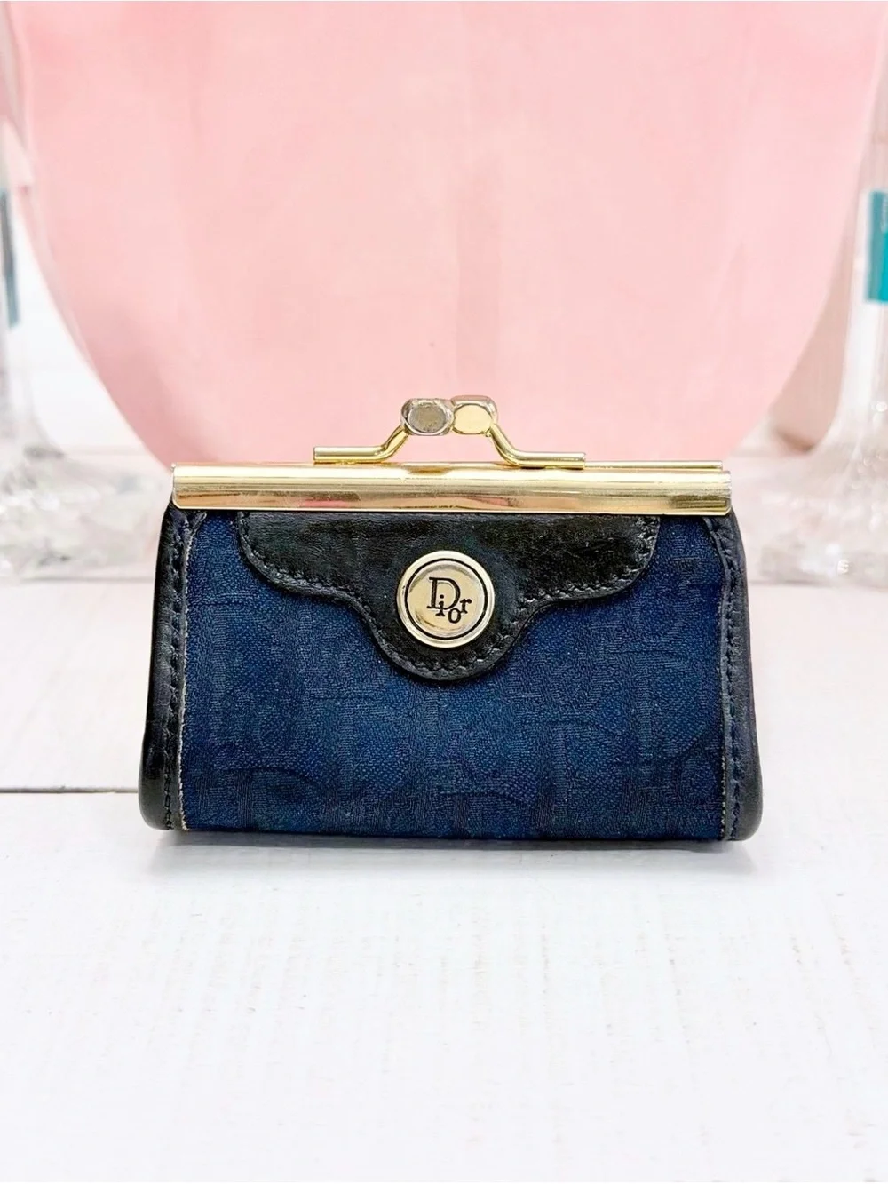 Dior Vintage Mavy Trotter Kisslock Coin Wallet/ Purse